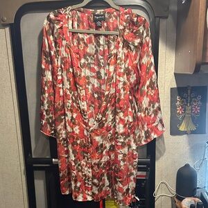 Angie Red and White Floral Blouse